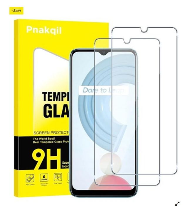 Pnakqil 2 Pcs Protector de Pantalla para Realme C21 /Realme C21Y 6.5" Cristal Templado Antiarañazos Antihuellas Sin Burbujas