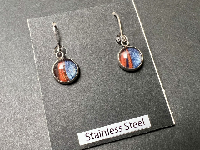 Red &amp; Blue Round Earrings | Stainless Steel