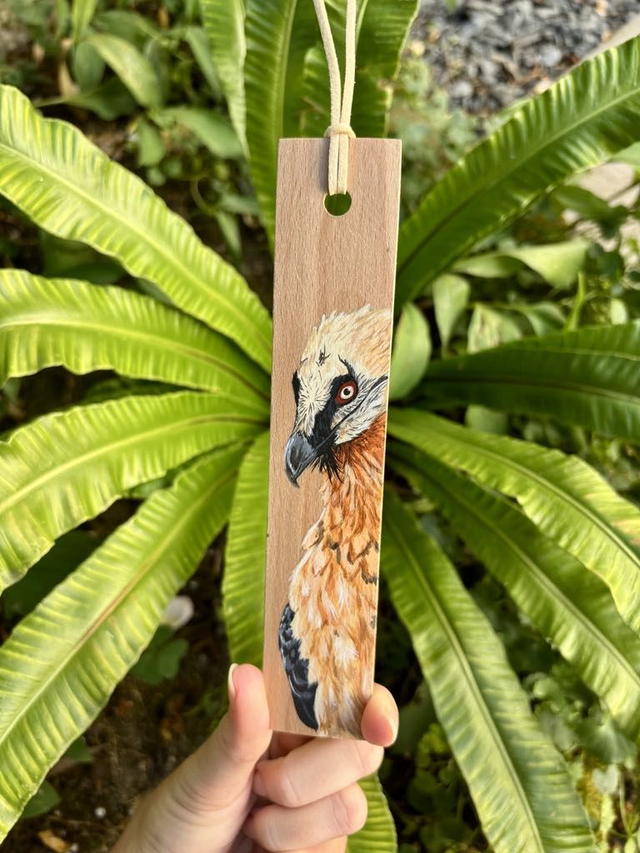 " Gypaète barbu" - marque-page en bois