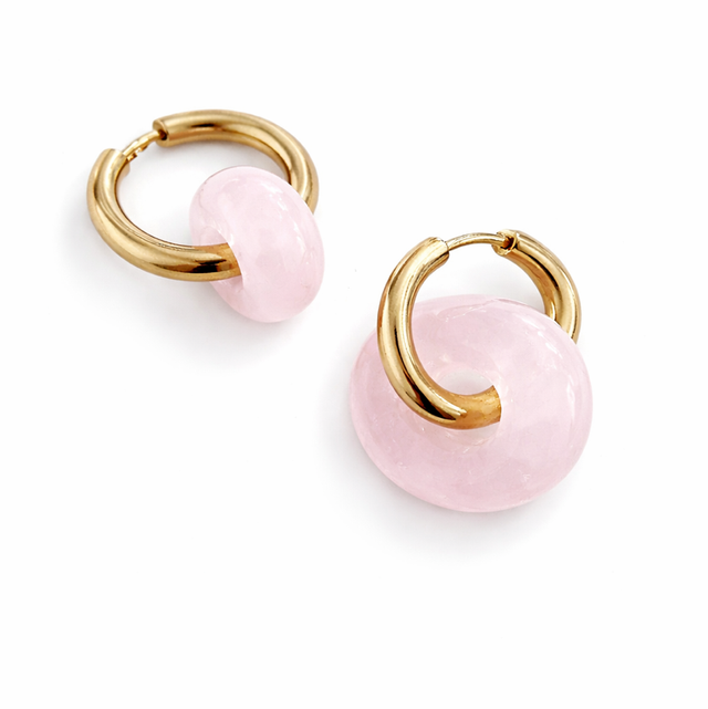 Argollas acero dorado aro rosa bebé 