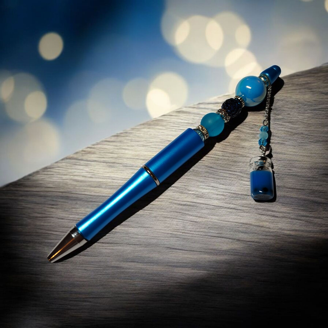 Stylo perles turquoise