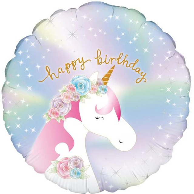 18" PASTEL UNICORN BIRTHDAY IRIDESCENT FOIL