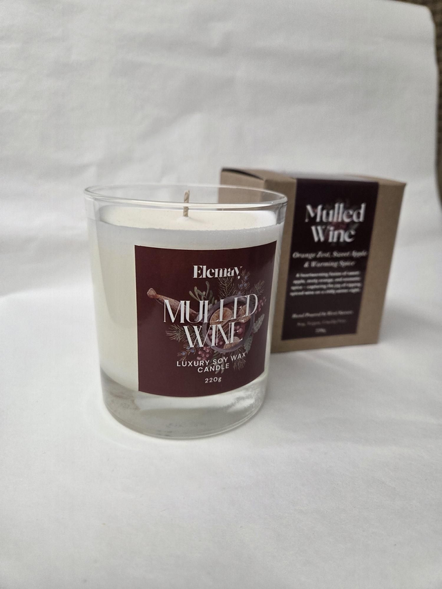 Mulled Wine Refillable Glass Jar Soy Wax Candle - ES-025