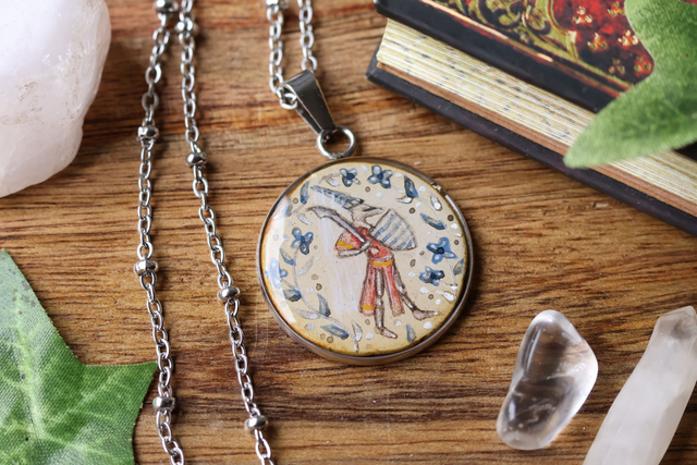 Médaillon Chevalier Médiéval – Peint à la Main - Acier Inoxydable – Avec ou Sans Chaîne