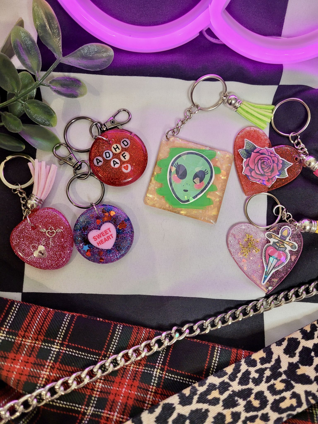 Resin &amp; Acrylic Keyrings - Various Keychains