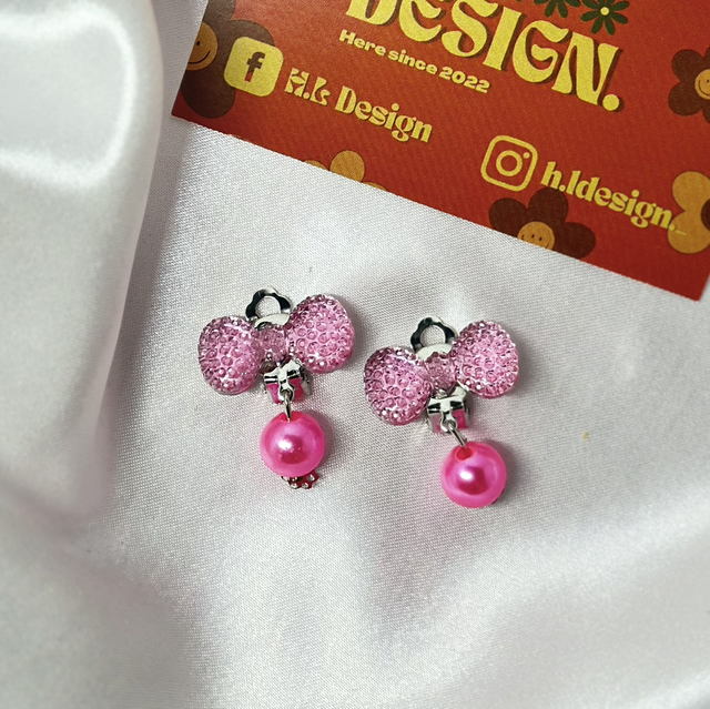 Pink Bow Clip-On Earrings