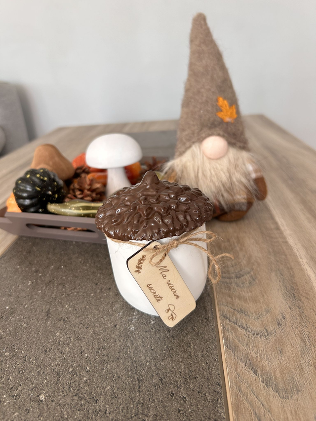 ✨ Boîte en forme de gland – Rangement &amp; déco automnale – Fait main en résine naturelle