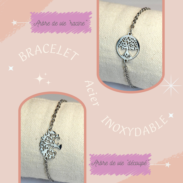 Bracelet en acier inoxydable - Arbre de vie