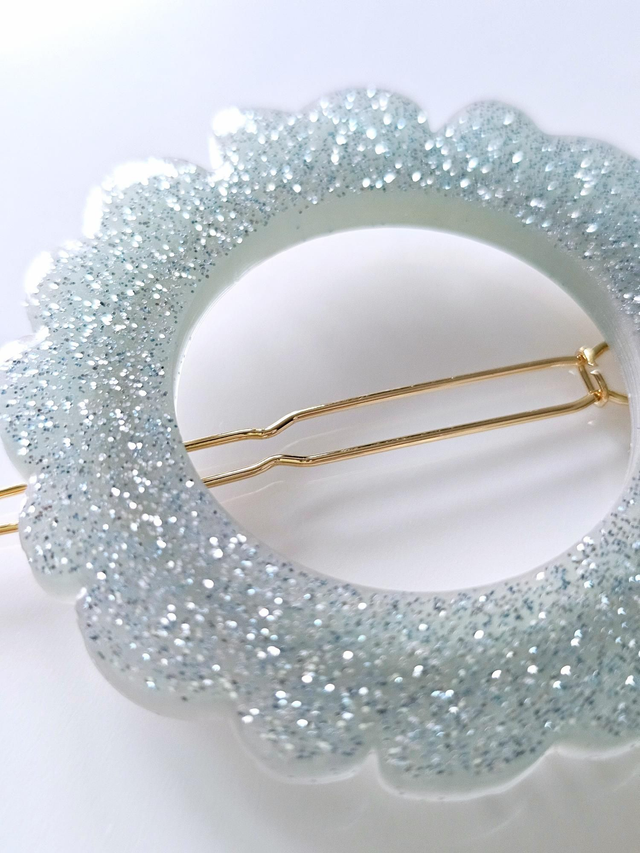 BARRETTE FLEUR GRIS CLAIR