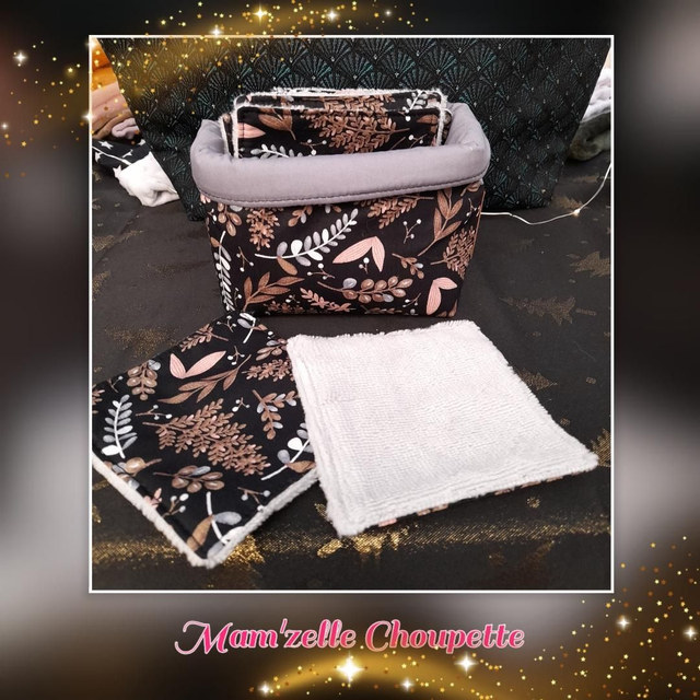 Lot 12 lingettes avec panière assortie