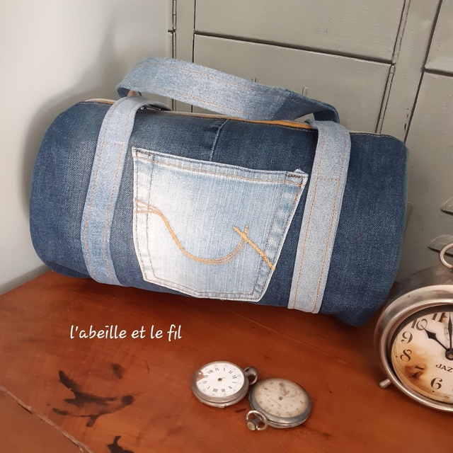 Duffle bag en jean upcyclé &quot; Dianella&quot;
