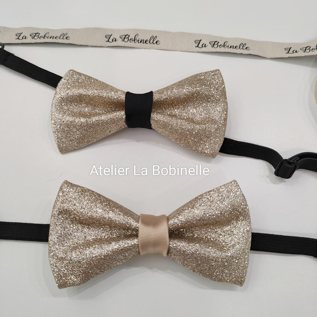 Noeud papillon paillettes or