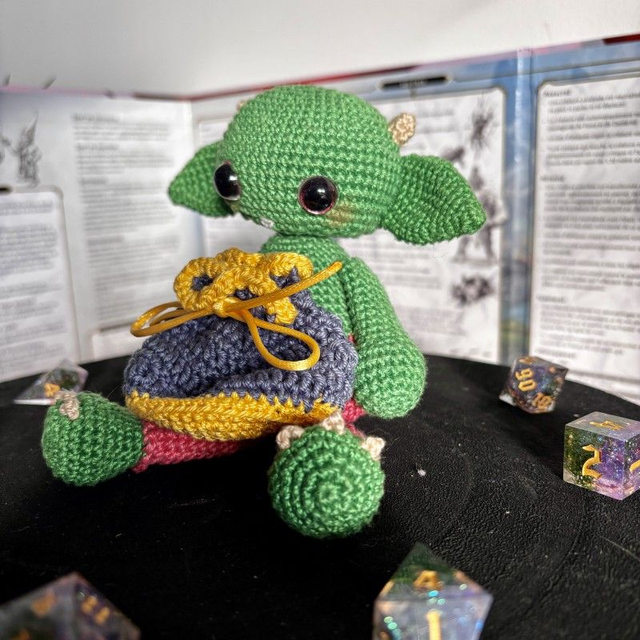 Goblin Dice Bag - Green with blue bag