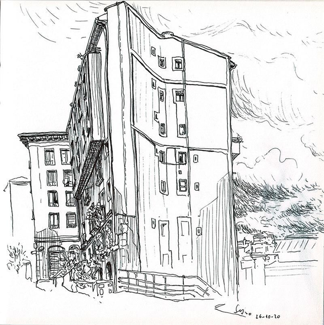 Dibujo edificio Bilbao la vieja
