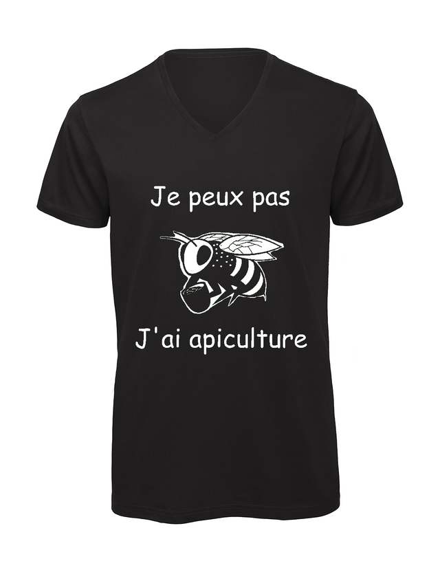 T-shirt homme col v &quot;Je peux pas j&#039;ai apiculture&quot;