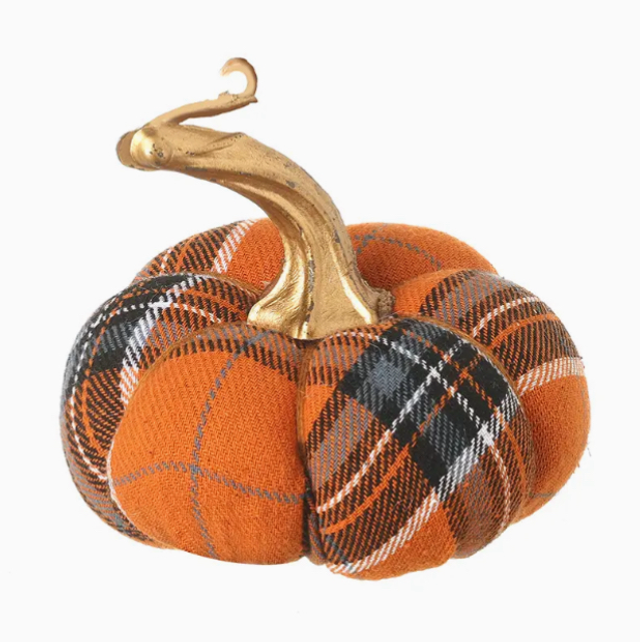 Orange Tartan Fabric Pumpkin
