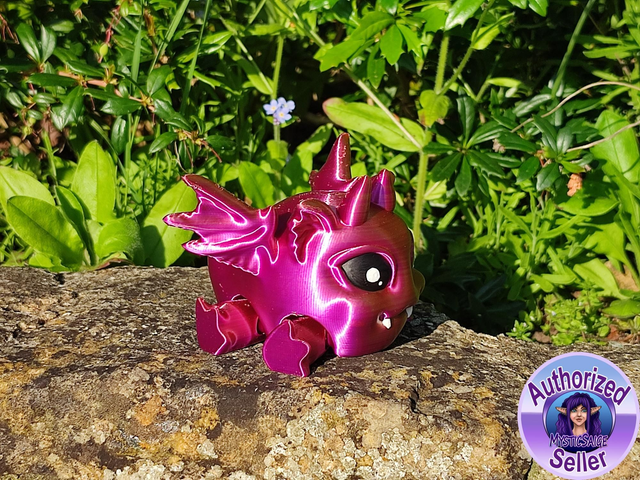 3D Printed Articulated Dragon Puff – Cute Poseable Fantasy Dragon Figurine