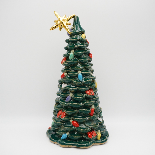 Juletræ Stort med Guld stjerne og pynt