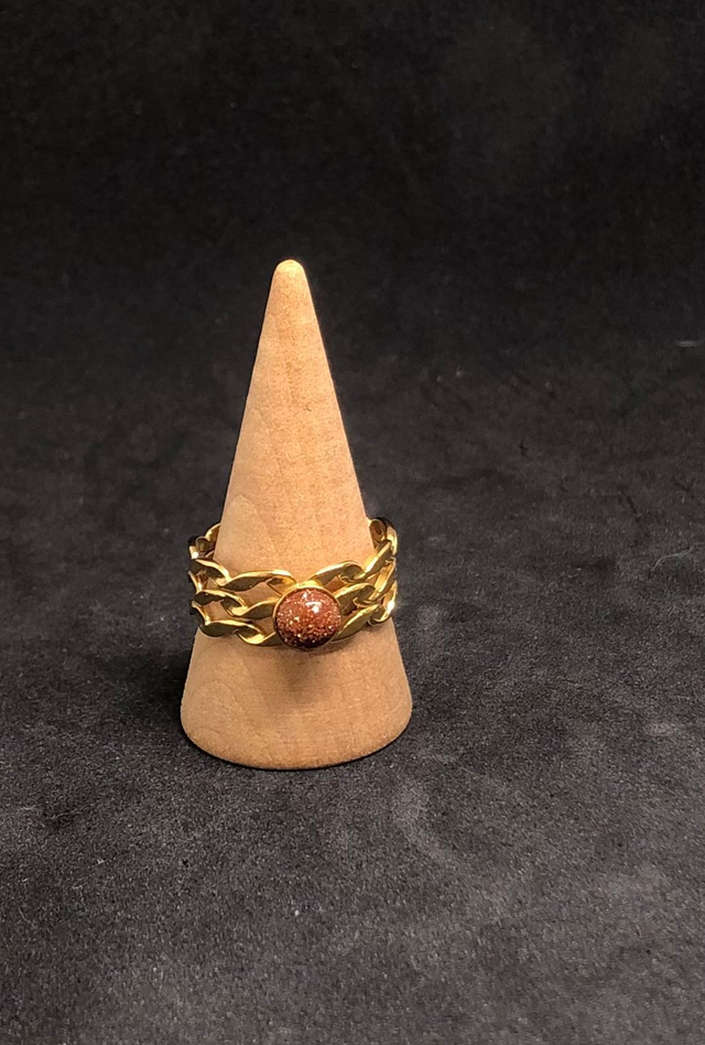 Bague métal et pierre du soleil 