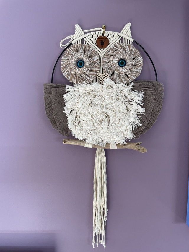 Hibou sur cercle de 25cm