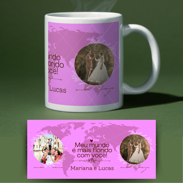 Caneca dia dos namorados - Meu mundo é mais florido com você