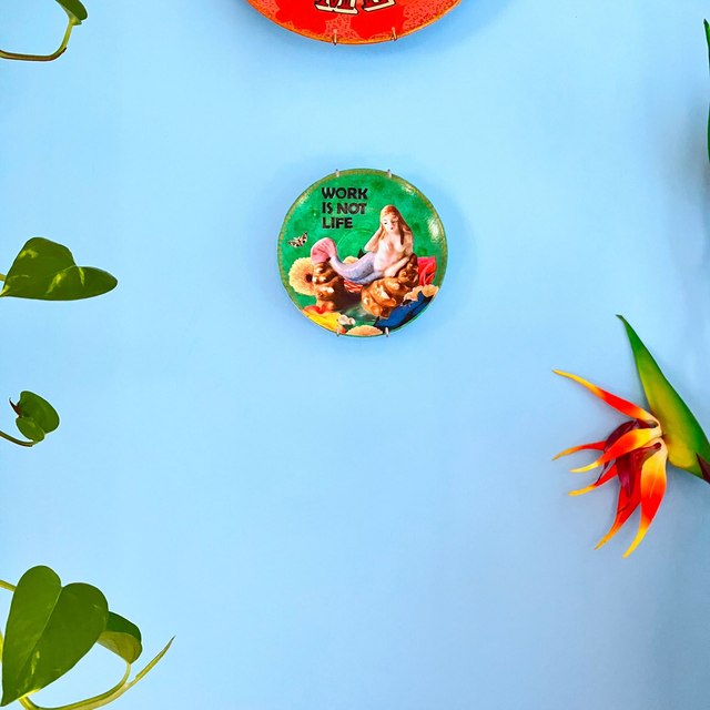 "Work Is Not Life" Green Art Plate - House of Frisson