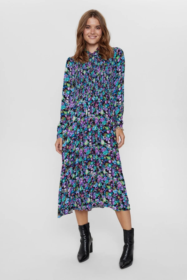 Abito fiori viola e verdi