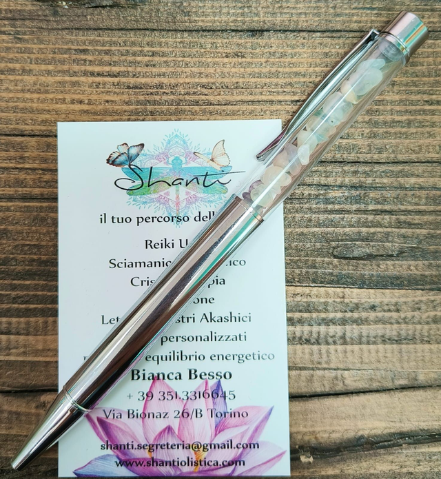 Penna a sfera con fluorite