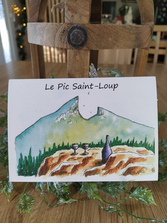 Carte "Pic Saint Loup et vin", 10x15cm