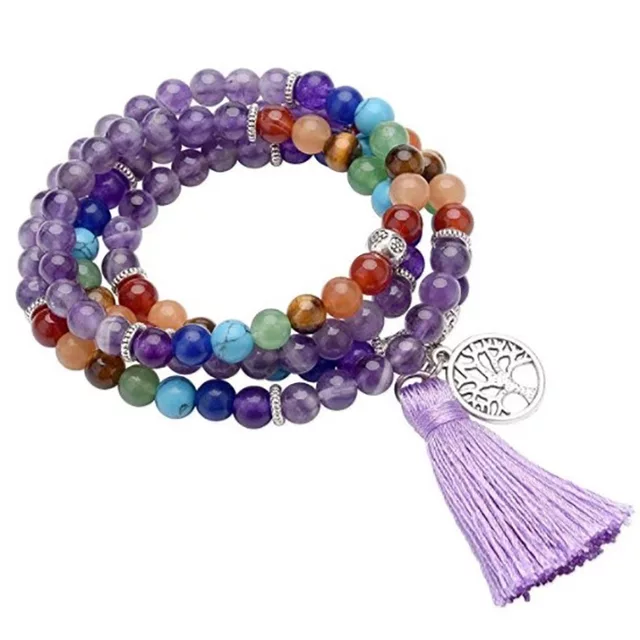 Mala Levensboom Amethist Chakra Edelsteen | Armband | Ketting - Sparkolia 