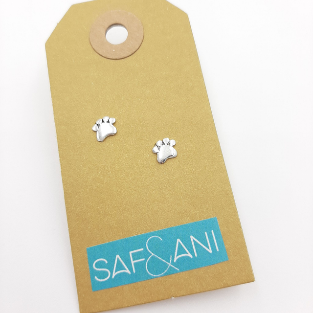 Silver Paw Print Earrings