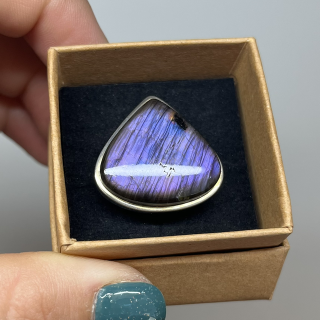 Bague en argent et Labradorite Violette - Taille 55 réglable