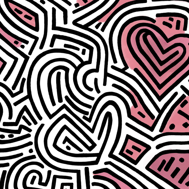 Abstract Graphical Wall Art, Framed Canvas Unique Art, Statement Art, Inspired by Keith Haring, Home Decor