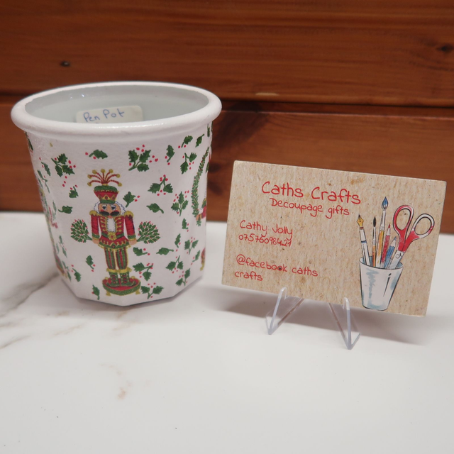 Decoupage Christmas Pen Pot