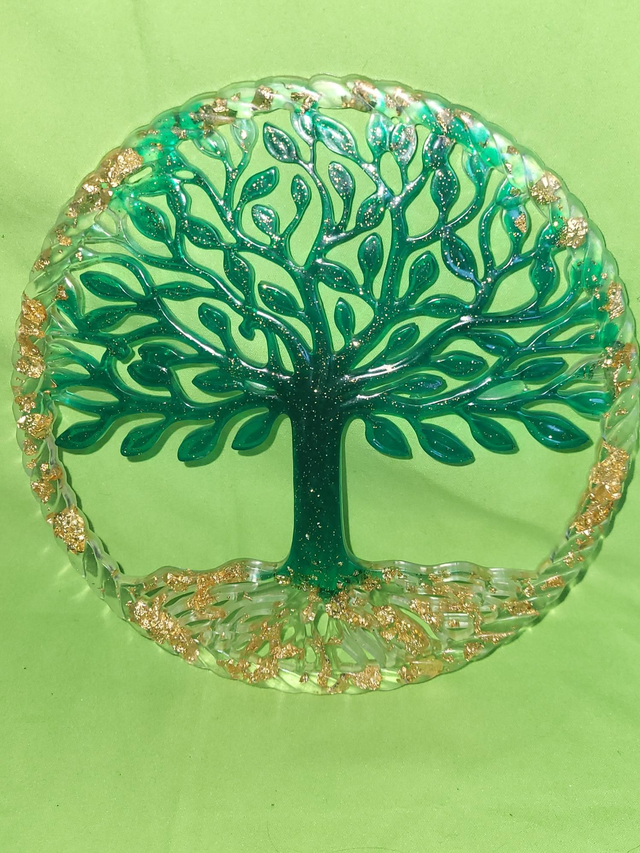 Arbre de vie vert doré