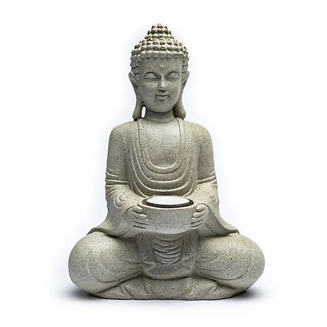 Bouddha méditant bougeoir couleur gris
