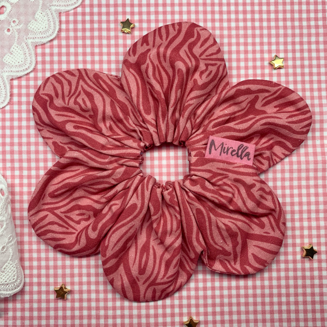 Zebra Flower Scrunchie 