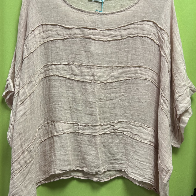 Made In Italy - Baby Pink Denim Look Top - Free Size - 1818
