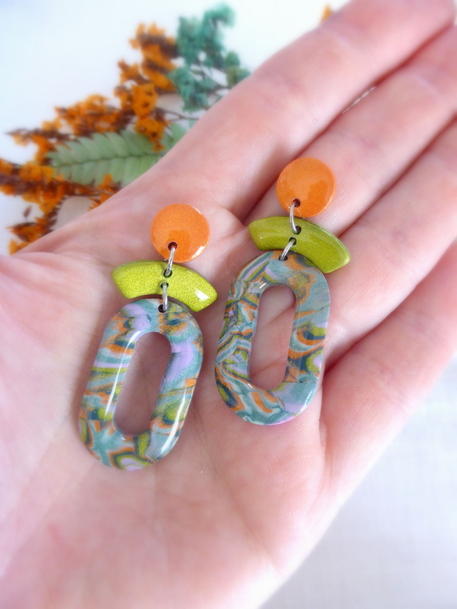 Boucles d'oreilles ovales - Jungle Pop