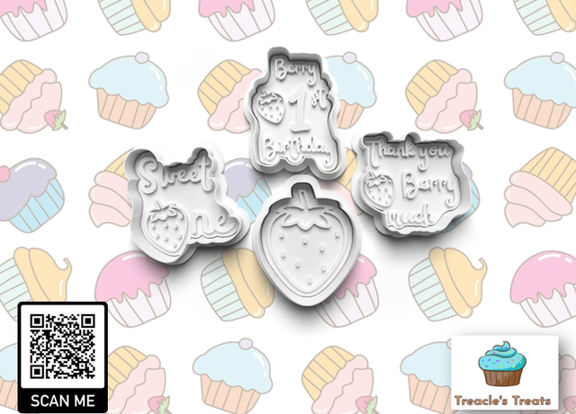 Berry First birthday Fondant/cookie stamps with cutters