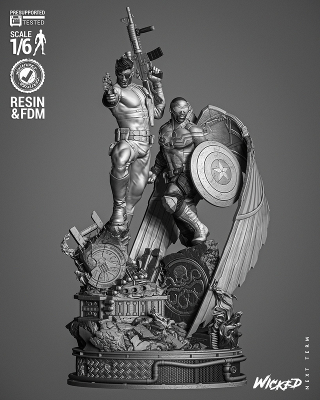 DIORAMA FALCON &amp; FURY série marvel comics