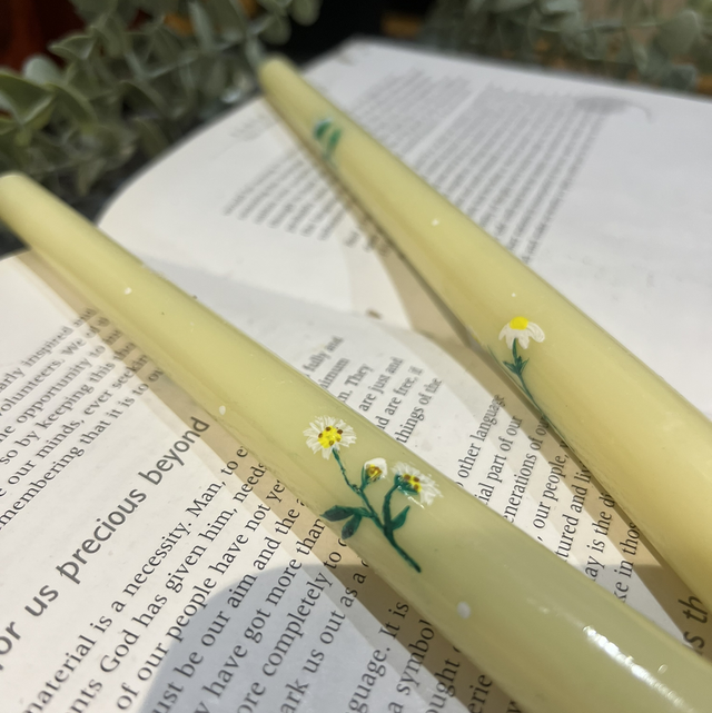 Hand painted taped candle