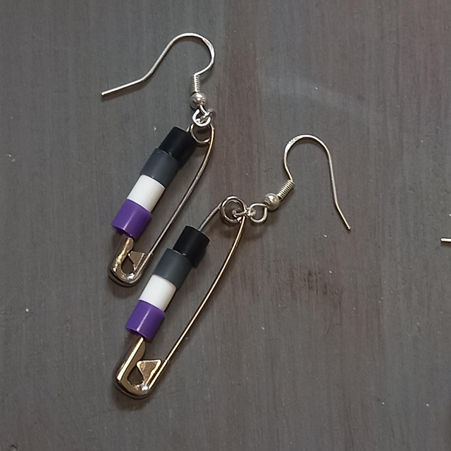 Asexual Safety Pin Earrings 