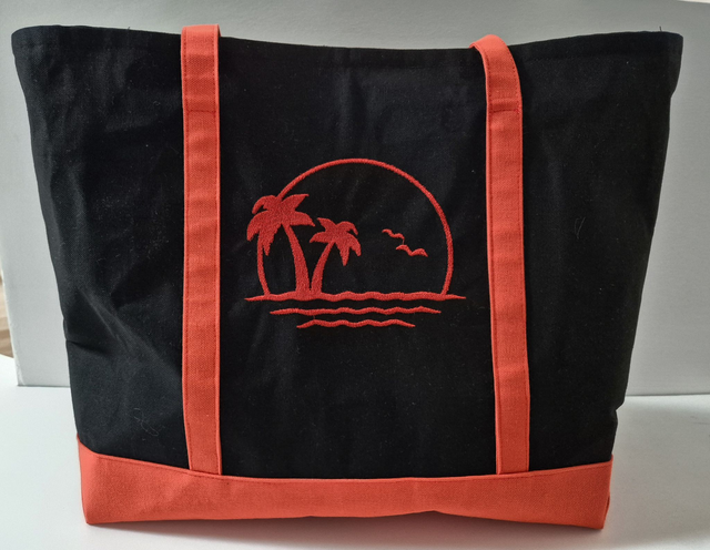 Sac en coton noir et orange Modèle Monique 