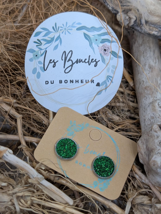Puces vert paillettes (pu018)
