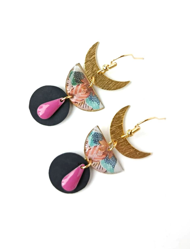 Boucles d'oreilles Upcyclées en Chambre à Air et Papier Recyclés - Bohèmes (1)