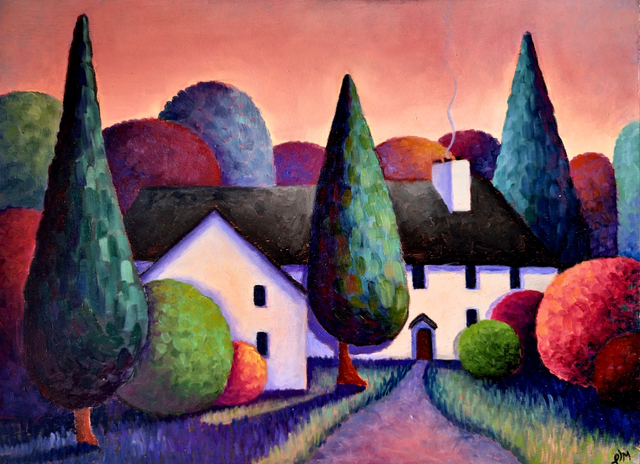 Original Oil Painting, Late Summer House