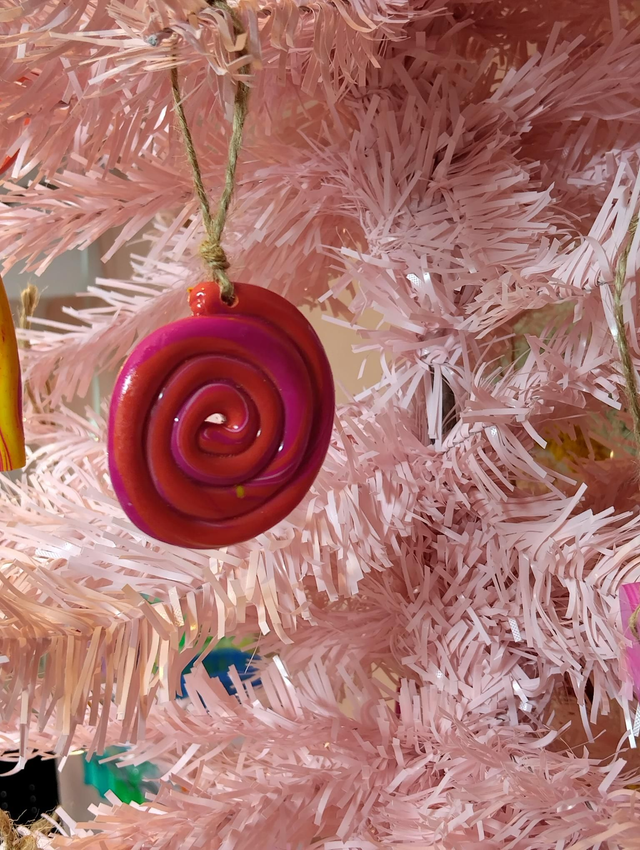 Handmade polymer clay - Candy swirl tree decoration 
