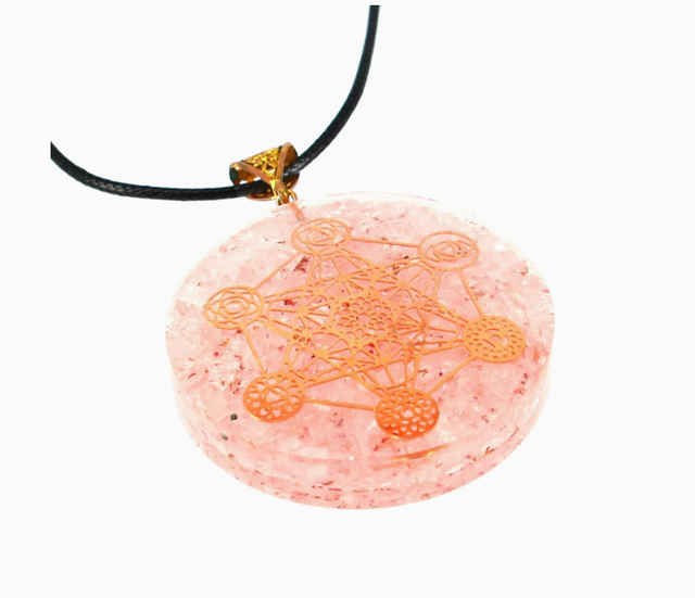 Orgonite en pendentif " Métatron " Quartz Rose