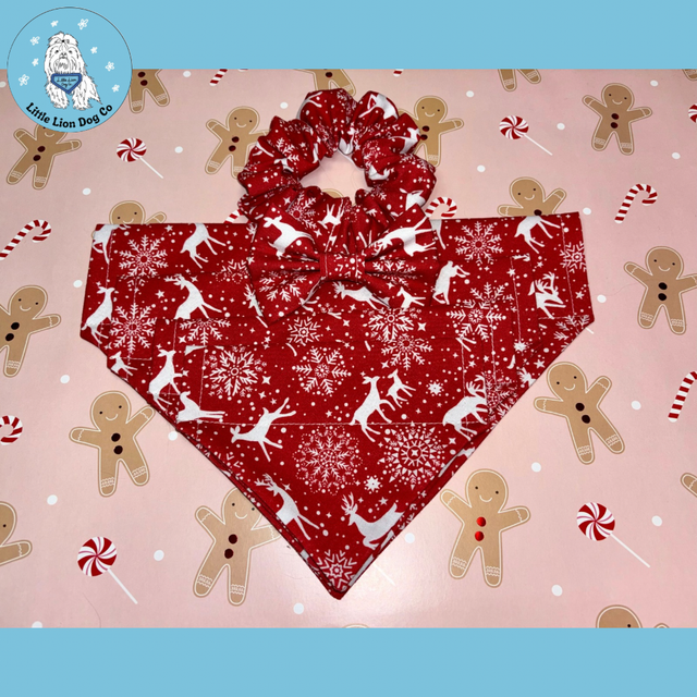Rosy Reindeers Handmade Christmas Dog Accessories